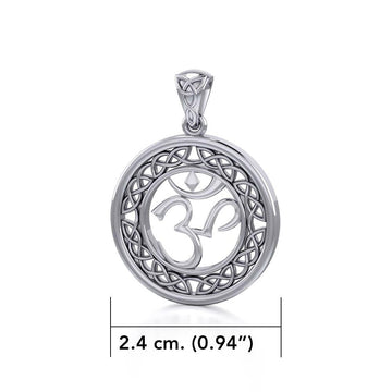 Om with Celtic Border Silver Pendant TPD6276 - Jewelry